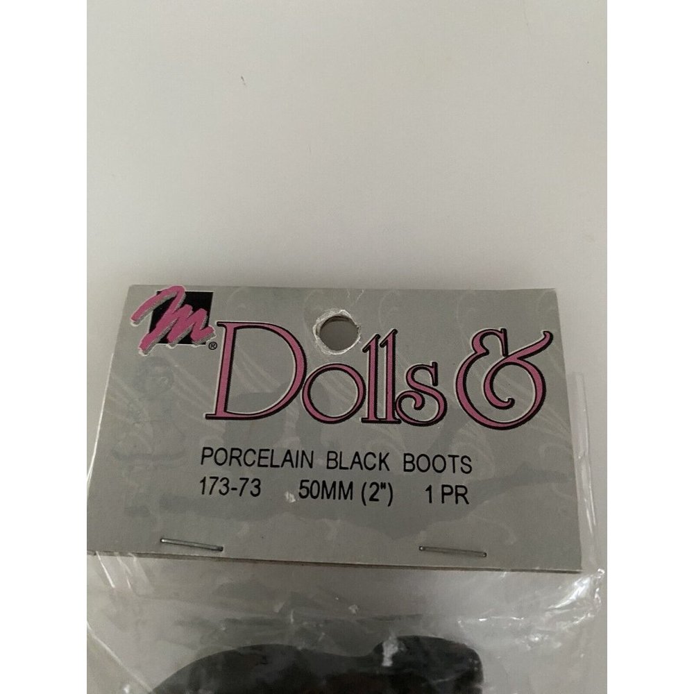 Vintage 2 In Black Porcelain Doll Boots by Dolls & Supplies in Original Bag - Picture 9 of 13